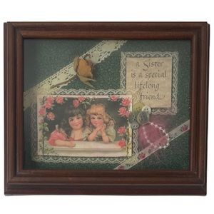 Sister Friendship Decorative Shadowbox Framed Art Picture
